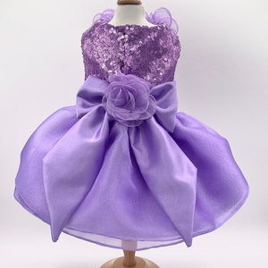 Lilac Purple Sequin Bridesmaid Party Dress for small dog - Pomme d’amour