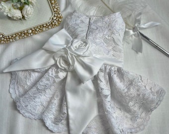 Small Dog Flower girl Wedding dress (Lace)- Pomme d’amour