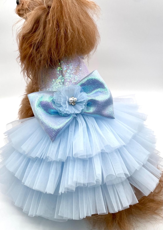 small dog party dresses Daisy Small Dog Dresses Female with Leash Ring,Bow Knot Girl Puppy Wedding Dress,Valentine's Cat Outfit,Fancy Pet Party Dress for Kitten Chihuahua