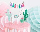 Llama Cake Topper Boho Llama Tassle Cake Toppers Cactus Party Decor Boho Fiesta Party Decor Cinco De Mayo Pack of 5 Party Picks