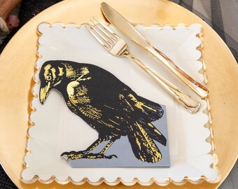 Black Raven Napkins | Black Crow Shaped Paper Napkins | Kids Halloween Party | Harry Potter Party | Witch and Wizard | Halloween Table