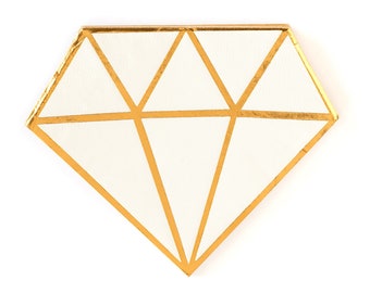 May include: White diamond-shaped paper napkin with gold foil accents.
