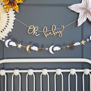 Oh Baby Moon and Star Banner | Baby Shower Banner | Photo Backdrop | Gender Reveal Party | Twinkle Twinkle Little Star Party