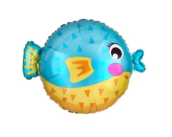 PUFFER FISH Balloon - Puffer Fish Mylar - 19 Inch - Under the Sea Party - Beach Birthday, Pool Party - Surf Summer Party Decor