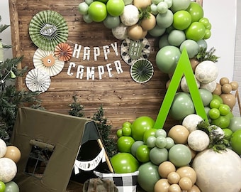 Happy Camper Balloon Garland Kit | Adventure Awaits Balloon Arch | Camping Birthday Party | Outdoor Camping Theme | Handmade