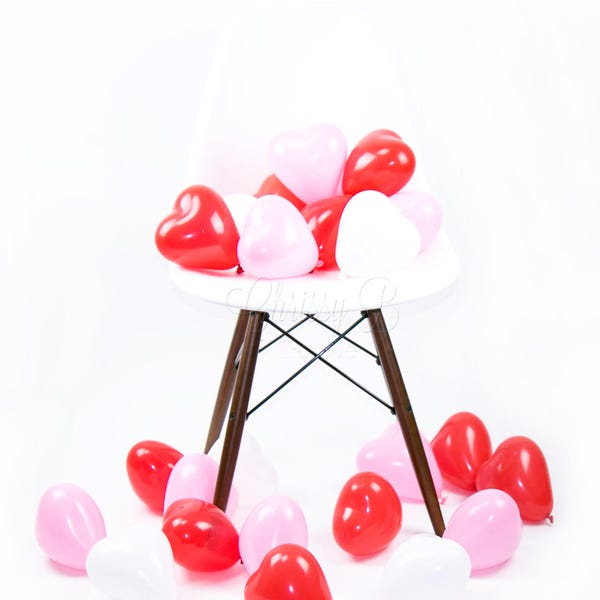 Mini Heart-Shaped Balloons - 6" Mini Balloons in Heart Shapes of Pink, Red and White - Valentines Day Balloons - Valentines Day Party