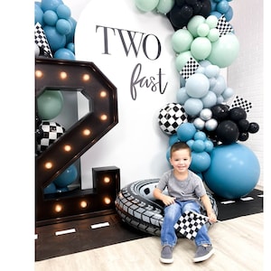 Race Car Balloon Garland Kit | Vintage Race Car Balloon Arch Kit | Race car Birthday Party  | Checkered Flag Balloons | Customizable