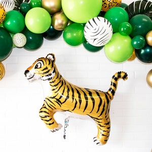 TIGER Balloon Giant Tiger Mylar Balloon 34 Inch Tiger Balloon Wild One Party Safari Birthday Jungle Party Decor image 1