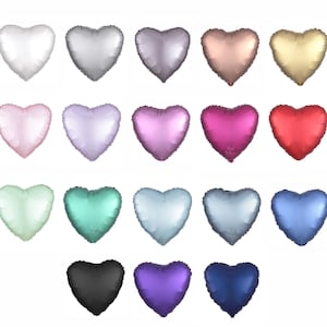Heart Balloon - 17 Inch Satin Mylar Heart Balloon - Valentines Day Balloons, Heart Balloons with Brushed Satin Finish, 18 Color Choices