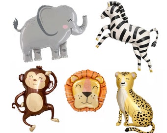 Jungle Animal Balloon Set | Cheetah | Zebra | Monkey | Elephant | Lion | Wild One Birthday | Safari Balloons | Wild Child | Jungle Party