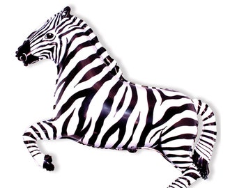 ZEBRA Balloon - Giant Zebra Mylar Balloon - 43 Inch - Safari Party - Wild One Party - Safari Balloons, Animal Balloons, Jungle Baby Shower