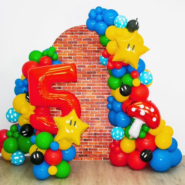 Mario Balloon Garland | Video Game Balloon Arch for Birthday Party