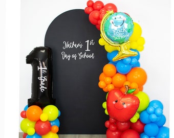 Back to School Balloon Garland | BTS Balloon Arch | First Day of School Decorations | School Prop | Apple Balloon | Globe Balloon