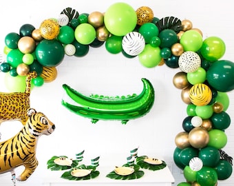 Jungle Balloon Garland Kit | Wild One Balloon Arch | Jungle Party Decorations | Safari Birthday Party | Zebra, tiger Cheetah Printed Latex