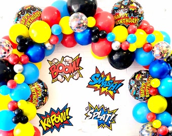 Red Blue Yellow /& Black multipack of Straws MAX Superhero Party Straws for Boy Birthday Party