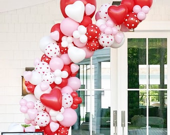 Valentines Balloon Garland Kit | Valentines Day Balloon Arch | Valentine Party Decor | Galentines Party Decorations | Heart Balloons