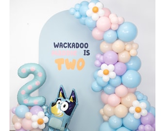 Bluey Balloon Garland | Bluey Daisy Balloon Arch | Bluey Party Decor for Girl | Pastel Bluey Party | Wackadoo I'm Two | Bluey Puppy Pawty