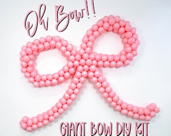 Pink Balloon Bow | Giant Pink Balloon Bow DIY Kit | Baby Shower Decor | Coquette Birthday | Pink Bow Party | Tie the Knot Bachelorette Party