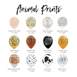 Animal Print Balloons | Cameo Catty | Zebra Lion Giraffe Print | Dalmatian Spots | Paw Prints | Cow Print | 11 inch Latex | Pack of 6