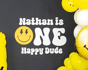 One Happy Dude Backdrop Decal | One Happy Dude Adhesive Vinyl Decal | One Cool Dude Birthday Party Decorations | 1st Birthday