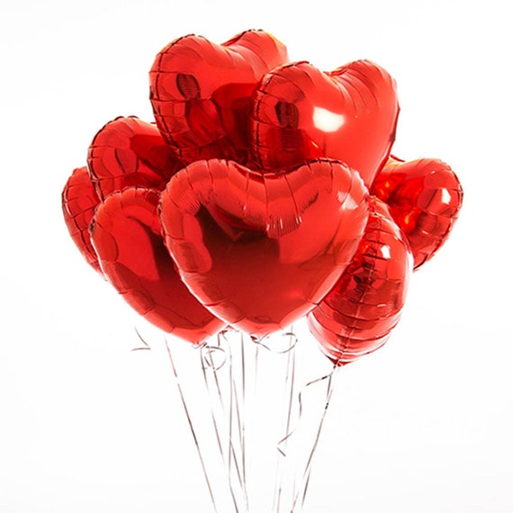 Heart Balloon 17 Inch Red Mylar Heart Balloon Valentines Day Balloons Heart Balloons with Metallic Red Finish