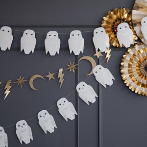 Owl and Lightning Bolt Banner Set | Witch and Wizard Banner  | Witches and Wizard Party | Owl Garland | Halloween Banner