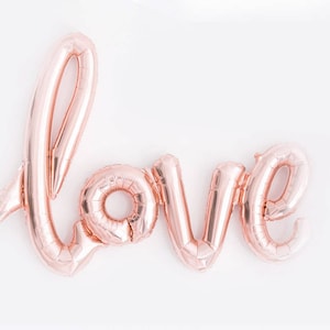 Cursive Love Balloon | Rose Gold Air-Fill Script Letter Mylar | Bachelorette Party Decor | Love is in the Air | Galentines Party