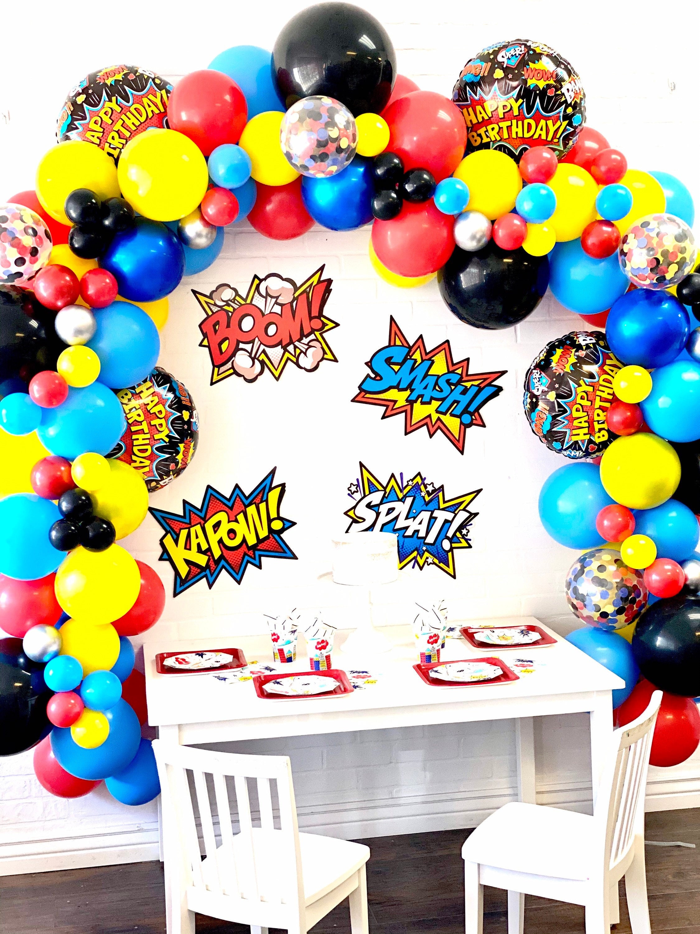 Gxhong Ballons de super-héros Décoration De Fête d'anniversaire Fête Super  Héros Décorations Superhero Ballon en Latex Décoration d'anniversaire de