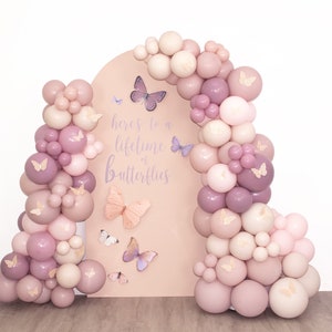 Butterfly Balloon Garland | Blush and Mauve Balloon Arch | Spring Party Decorations | Blush Bridal Shower | Butterfly Backdrop Not Included