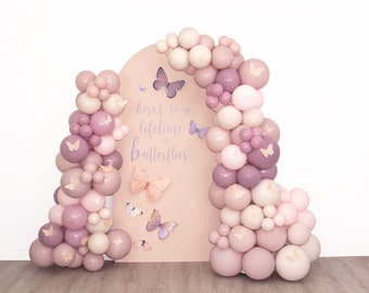 Butterfly Balloon Garland | Blush and Mauve Balloon Arch