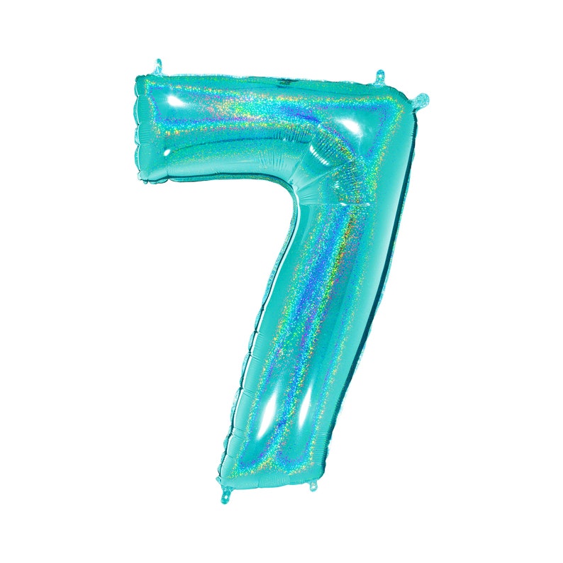 Aqua Holographic Mylar Number Balloons Giant Number Balloons Giant Number Balloons 40 Inch Holographic Aqua Giant Balloons