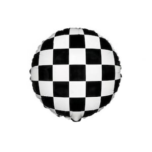 Black and White Checkered Flag Mylar Balloon | Race Car Checkered Balloon | Vintage Car Party | Race Car Birthday Party