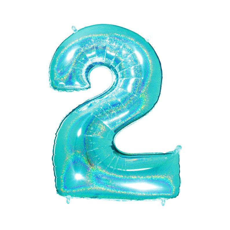 Aqua Holographic Mylar Number Balloons Giant Number Balloons Giant Number Balloons 40 Inch Holographic Aqua Giant Balloons