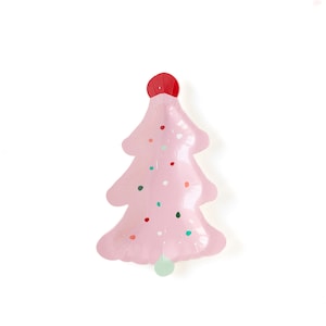 Pink Christmas Tree Dessert Plates | Christmas Plates | Christmas Party Decor | Pink Frosting Plates | Christmas Table Decor | Pack of 8