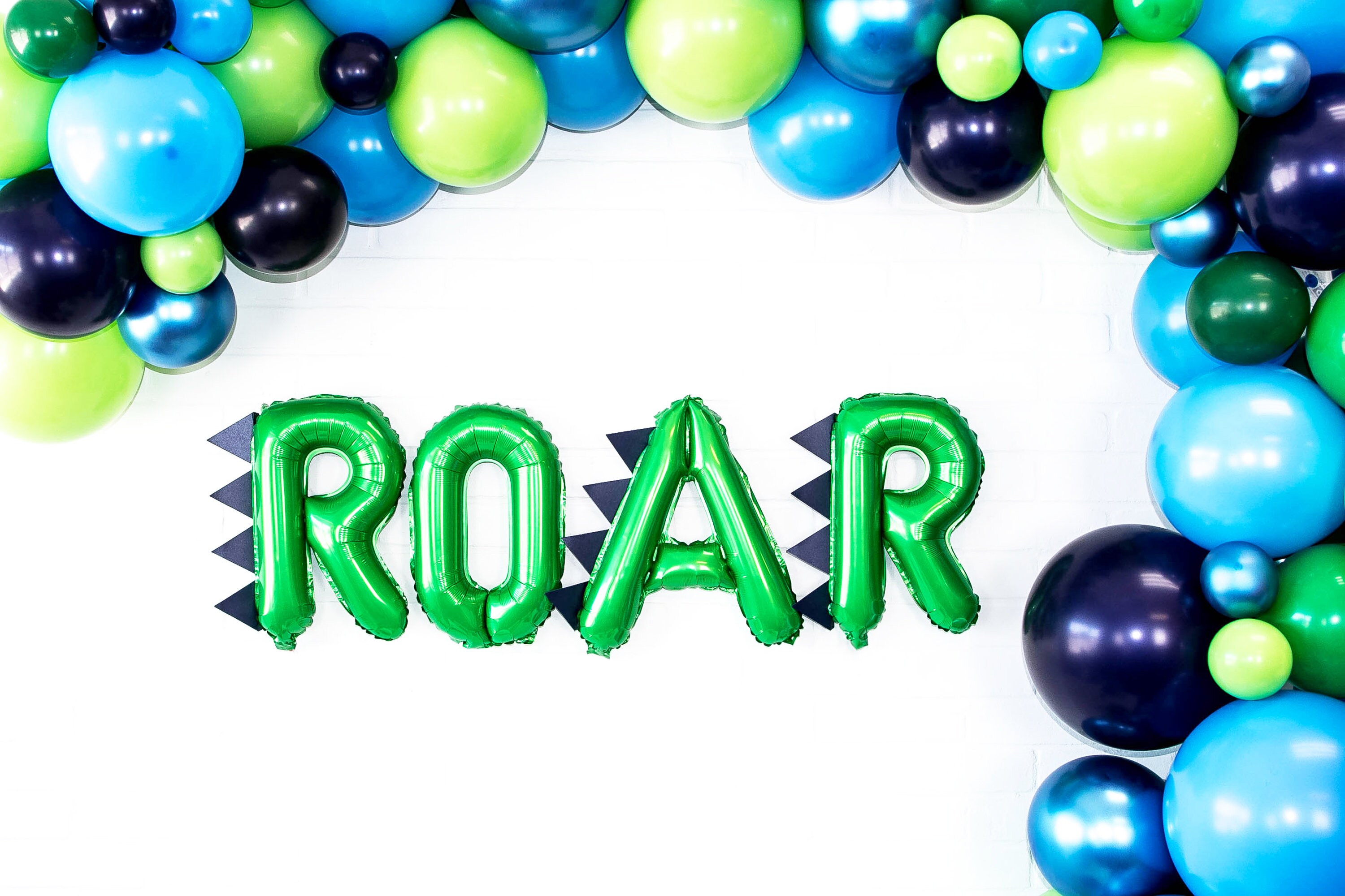 ROAR Dinosaur Balloons | ROAR Balloon Banner | Green Dinosaur Balloon…