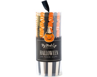 Vintage Halloween Treat Cups | Kids Halloween Party | Halloween Party Decor | Trick or Treat Food Cups | Pack of 24 Treat Cups