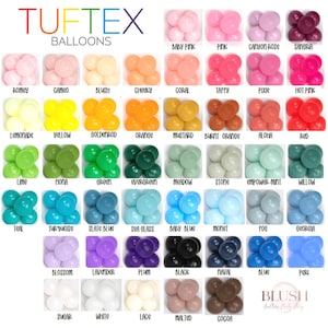 TUFTEX Balloons | Premium Latex Balloons | 5&quot;, 11&quot;, 17&quot;, 24&quot; and Balloon Clusters | Tuftex Color Chart | Balloon Garland | Balloon Decor
