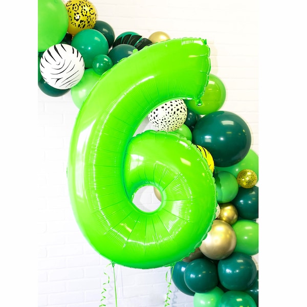 Giant Number Balloons - Lime Green Mylar Number Balloons  - 40" Inch Florescent Lime Green Giant Balloons - Giant Number Balloons