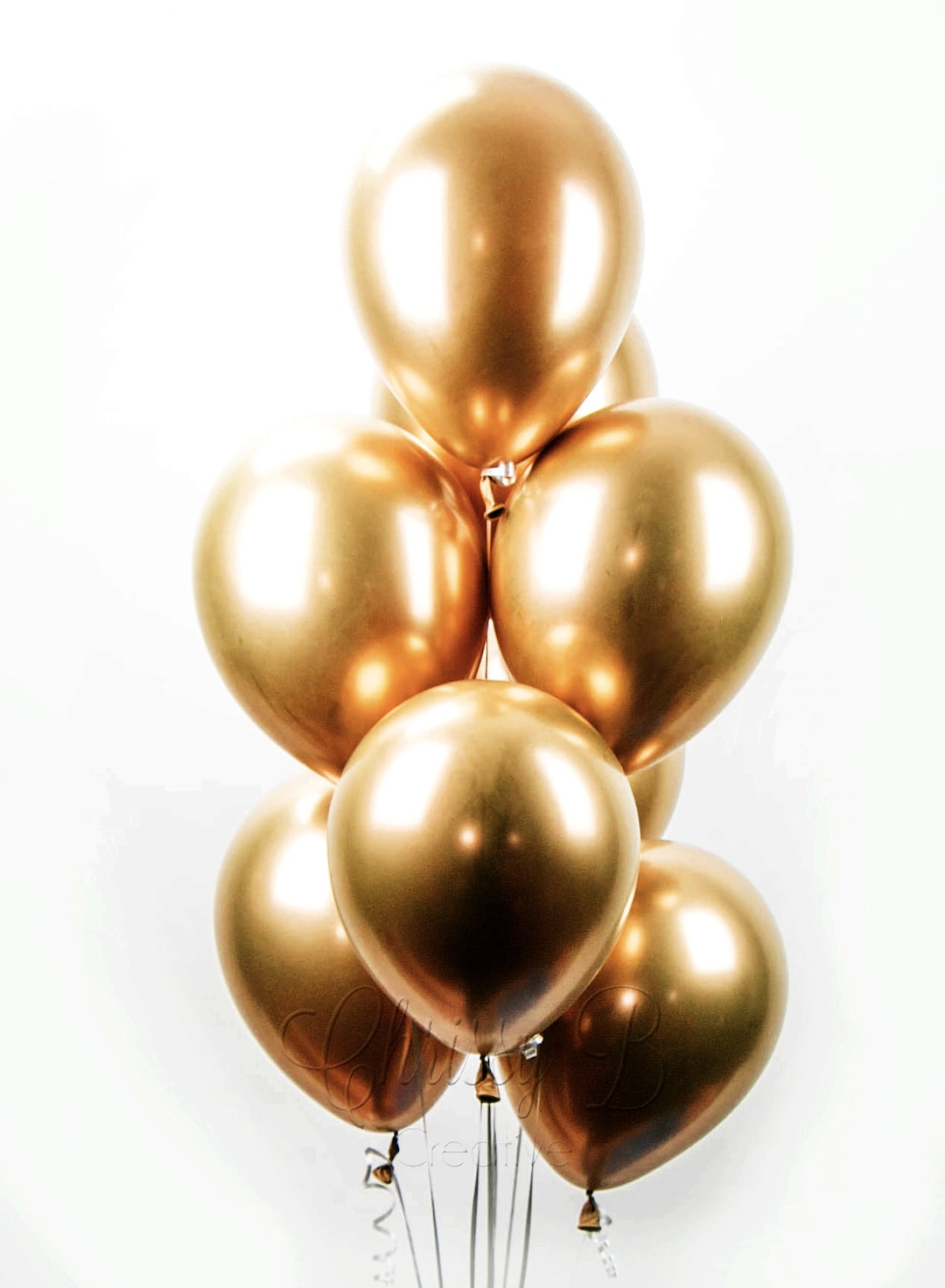 CHROME GOLD Balloon Bouquet New From Qualatex 8 Latex Balloons in
