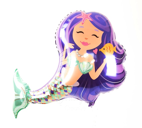 MERMAID Mylar Balloon - 38 Inch Mermaid Mylar Balloon - Mermaid Birthday Party, Mermaid Party Decor Purple and Mint Mermaid Balloon