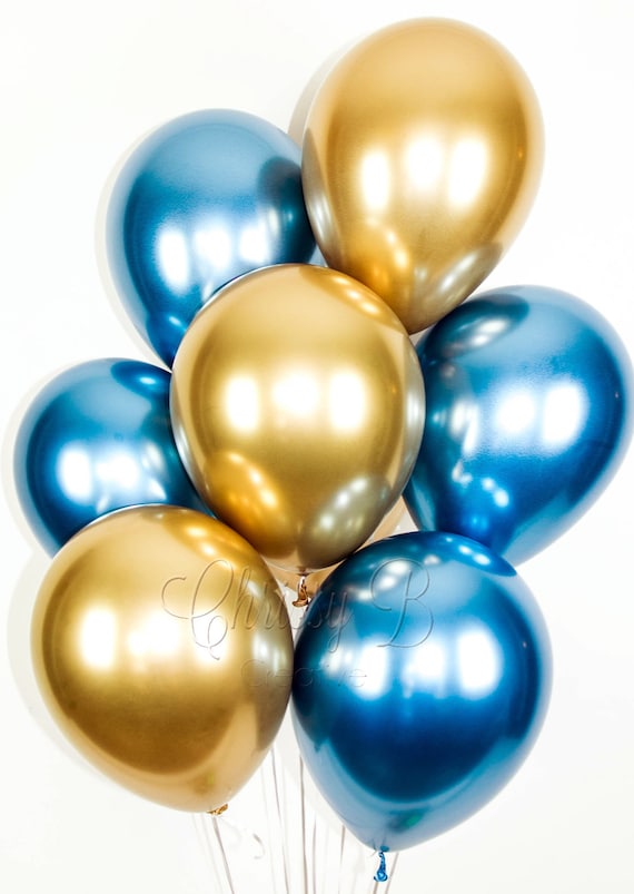Download BLUE and GOLD Balloons Blue and Gold Chrome Balloon ...
