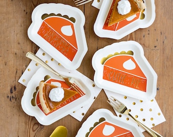 Pumpkin Pie Thanksgiving Plates | Pumpkin Pie Dessert Plates | Thanksgiving Plates | Thanksgiving Table Decor | Friendsgiving | Set of 8