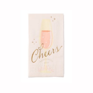 Cheers Bridal Shower Guest Towels | Champagne Bottle Napkins | Bachelorette Decor | Pop the Bubbly Back | Pack of 18