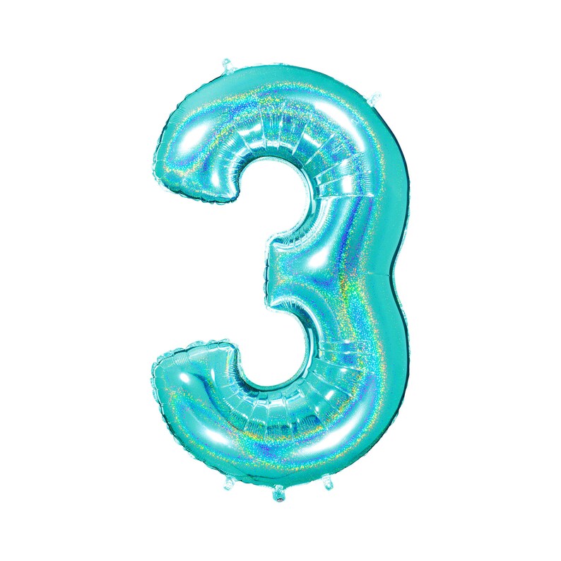 Aqua Holographic Mylar Number Balloons Giant Number Balloons Giant Number Balloons 40 Inch Holographic Aqua Giant Balloons