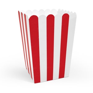 Red Striped Popcorn Boxes | 6count | Pirate Birthday Party | Circus Party Decor | Farm Treat Boxes | Superhero Party Favors | 4th of July