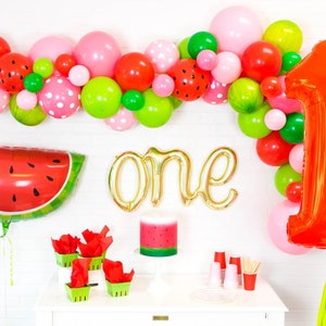 Watermelon Balloon Garland Kit | DIY Watermelon Balloon Arch | Watermelon Birthday Party | One in a Melon First Birthday | Tuitti Fruitti