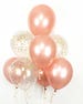 ROSE GOLD Balloon Bouquet - Mix of 8 Latex Balloons in Rose Gold and Confetti-Printed Balloons - Rose Gold Balloons, Confetti Balloons 