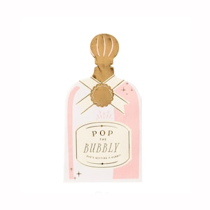 Champagne Bottle Party Napkins | Champagne Shaped Cocktail Napkins | Bachelorette Decor | Pop the Bubbly Back | Pack of 18