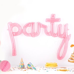Light Pink PARTY Script 34 Inch Mylar Balloon - Light Pink Air-Fill Mylar Party Balloons - Dessert Table Back Drop, Balloon Banner