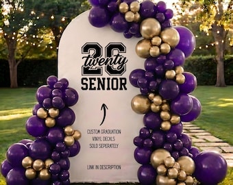 Kit de guirnalda de globos de graduación / Decoración para fiesta de graduación 2026 / Elige los colores de tu escuela / Arco de globos de graduación personalizado